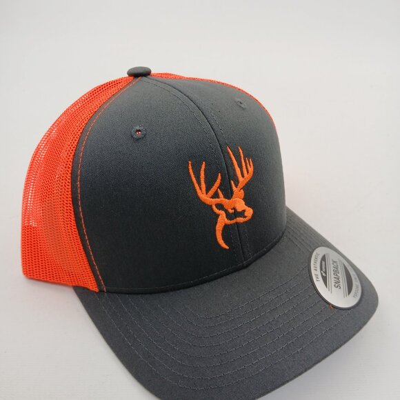 Deer Buck Hunter Trucker Mesh Snapback Hat Cap Hi-Vis Orange - Picture 3 of 4